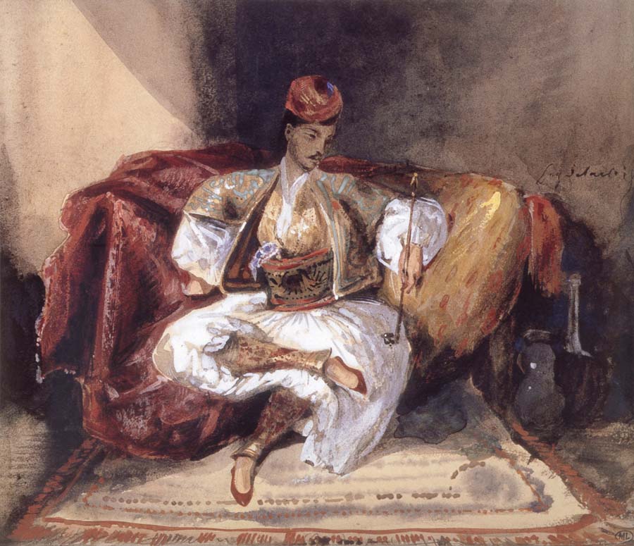 Eugene Delacroix Seated Turk Smoking